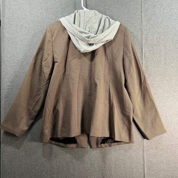 GRAVER Susan Graver Petite Yarn-Dyed Blazer w/ Hood Chocolate Size Petite Large - Picture 2 of 13